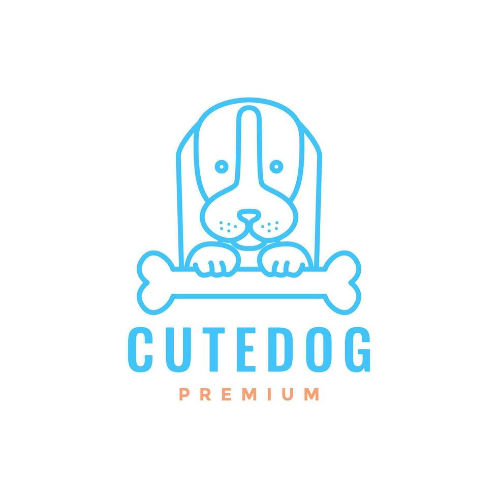 Tier Haustiere Hündchen Bluthund Knochen Maskottchen süß Linie Kunst Logo Design Vektor