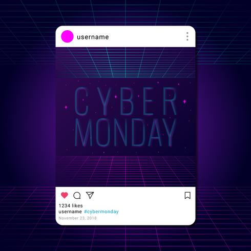 Retro Cyber ​​Monday Social Media Beitragsvorlage vektor