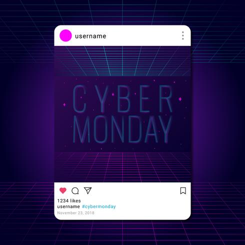Retro Cyber ​​Monday Social Media Post Mall vektor