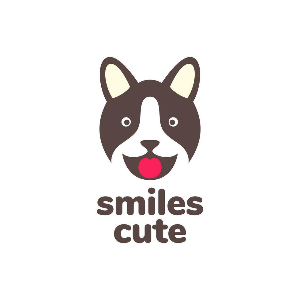 Tier Haustiere Hund Boston Terrier Kopf süß Maskottchen glücklich Logo Design Vektor