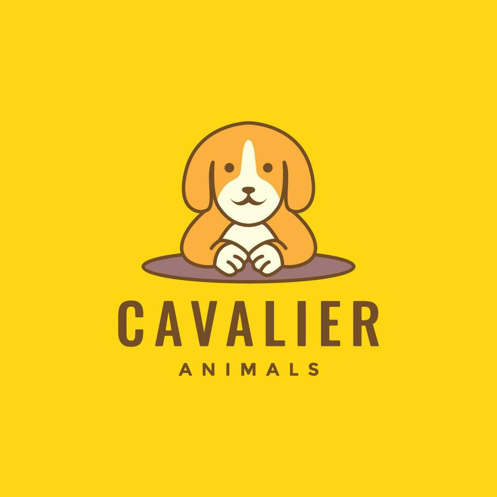 Tier Haustiere Hund Kavalier König Charles Spaniel Maskottchen Karikatur süß Logo Design Vektor