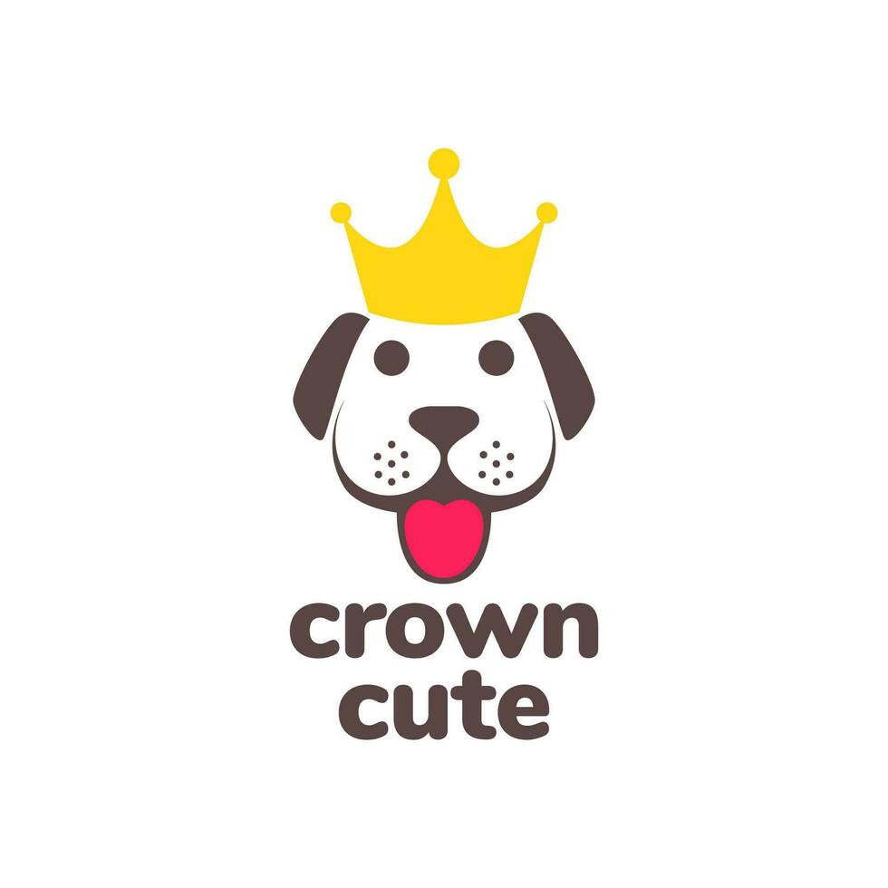Tier Haustiere Hund Hündchen Krone König Glück Maskottchen süß Logo Design Vektor