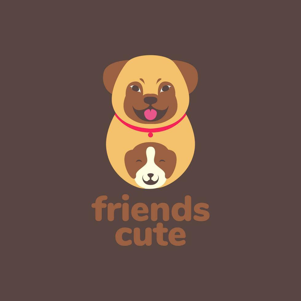 djur- husdjur hund valp bulldogg vänner maskot tecknad serie söt logotyp design vektor