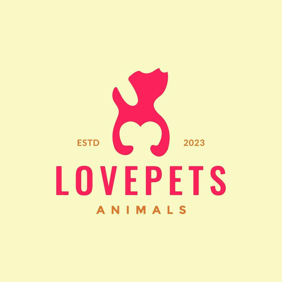 djur- husdjur hund vård kram kärlek hjärta logotyp design vektor