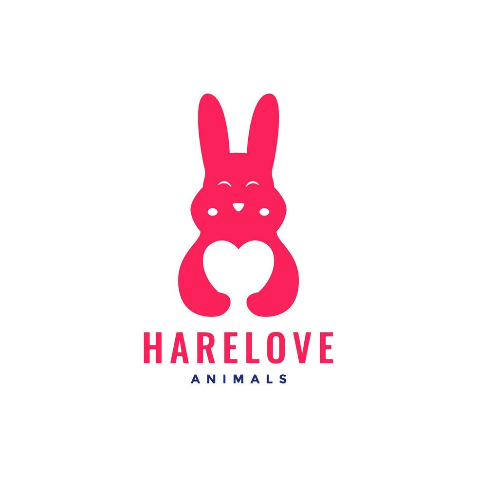 Tier Haustiere Hase Umarmung Liebe Pflege Maskottchen Logo Design Vektor