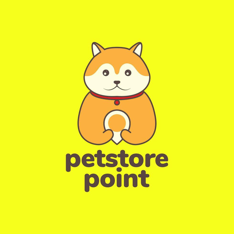 Tier Haustiere Hund Akita inu Tierhandlung Punkt Karte Maskottchen Logo Design Vektor