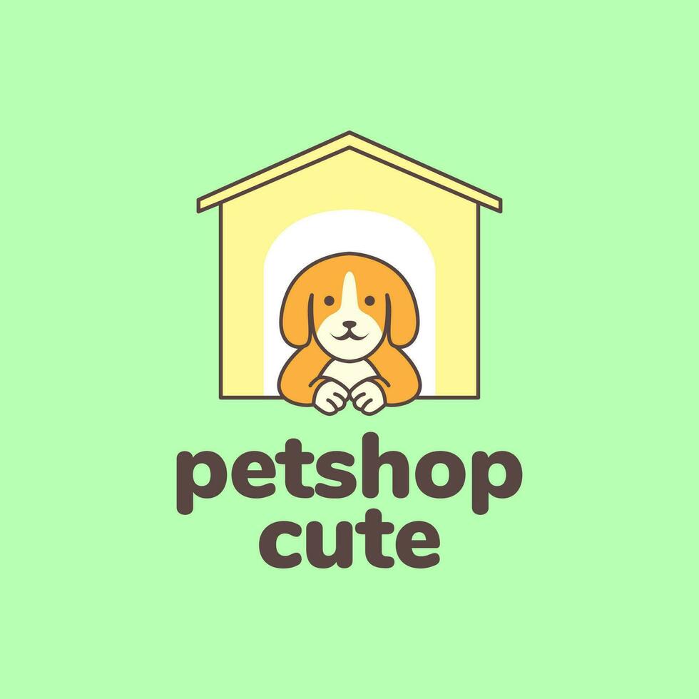 djur- husdjur valp hund beagle Hem bur maskot tecknad serie söt logotyp design vektor