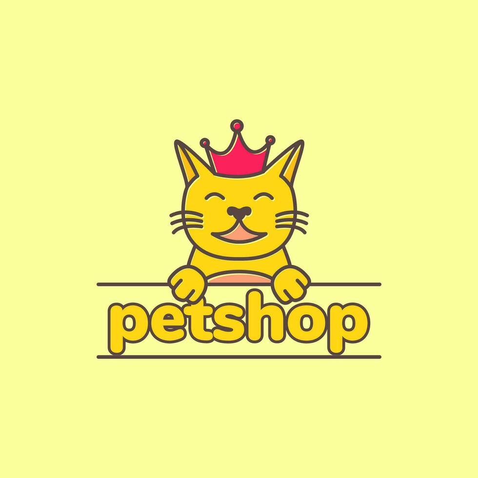 Tier Haustiere Katze Kätzchen Krone König Haustier Geschäft Maskottchen Karikatur süß Logo Design Vektor