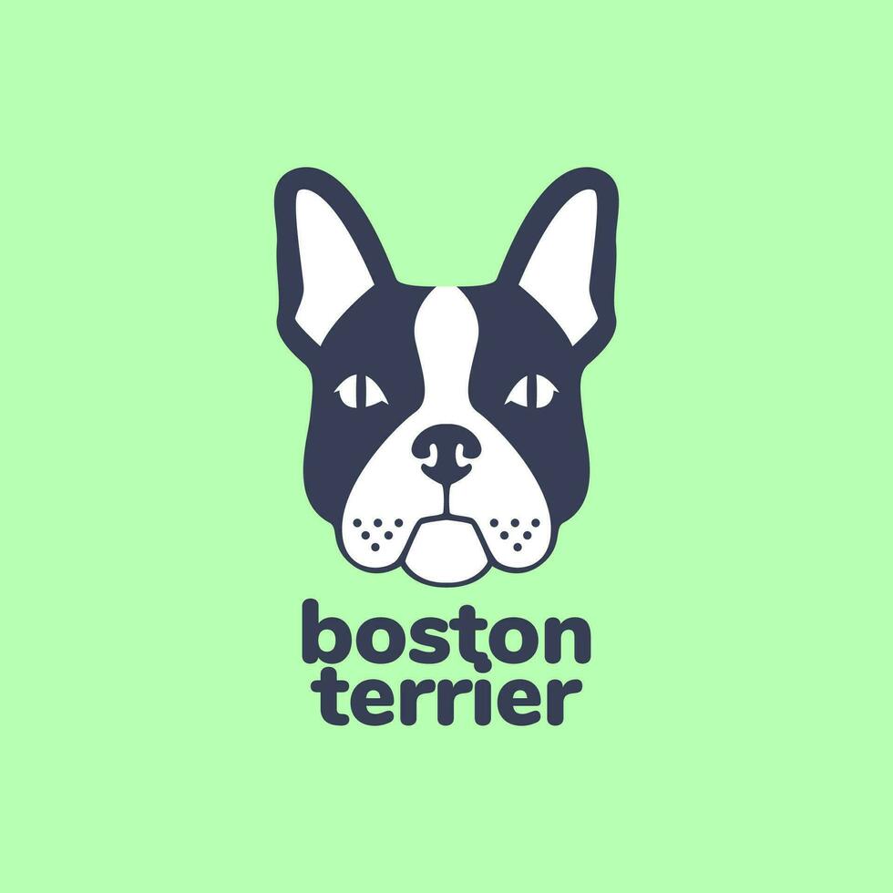 Tier Haustiere Hund Kopf Boston Terrier modern Maskottchen bunt Logo Design Vektor