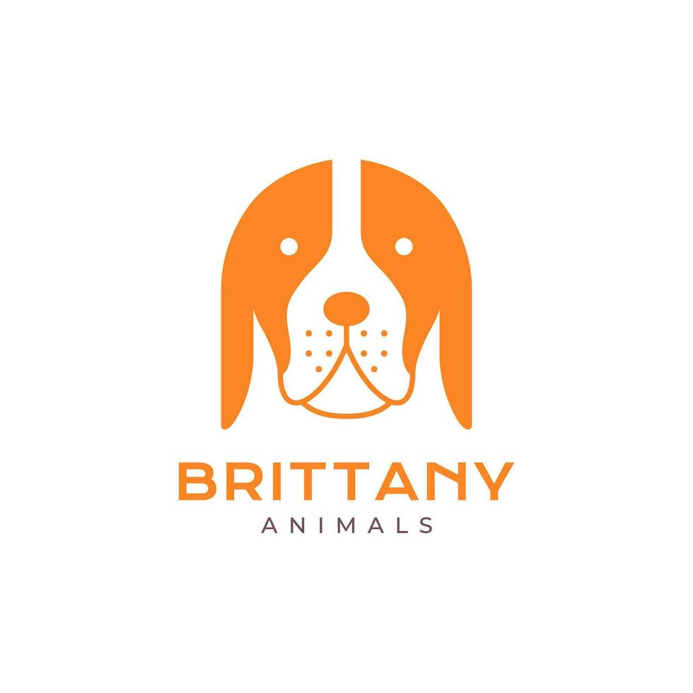 brittany hund husdjur modern minimal maskot logotyp ikon vektor illustration
