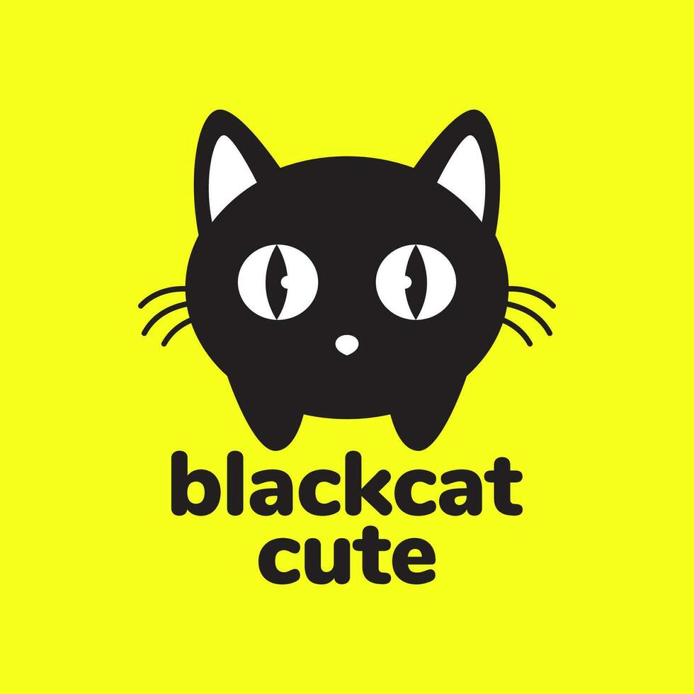 Kätzchen Katze schwarz Haustiere süß minimal modern Maskottchen Logo Vektor Symbol Illustration