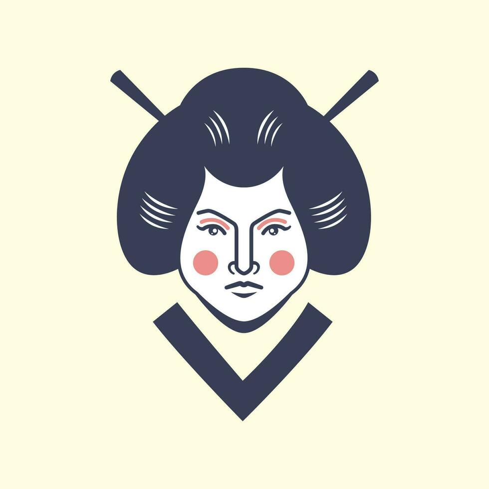 Japan Frauen Schönheit Kultur traditionell Haar Maskottchen Jahrgang Logo Vektor Symbol Illustration