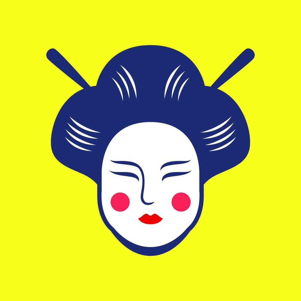 japan kvinnor skönhet kultur traditionell färgrik maskot logotyp vektor ikon illustration