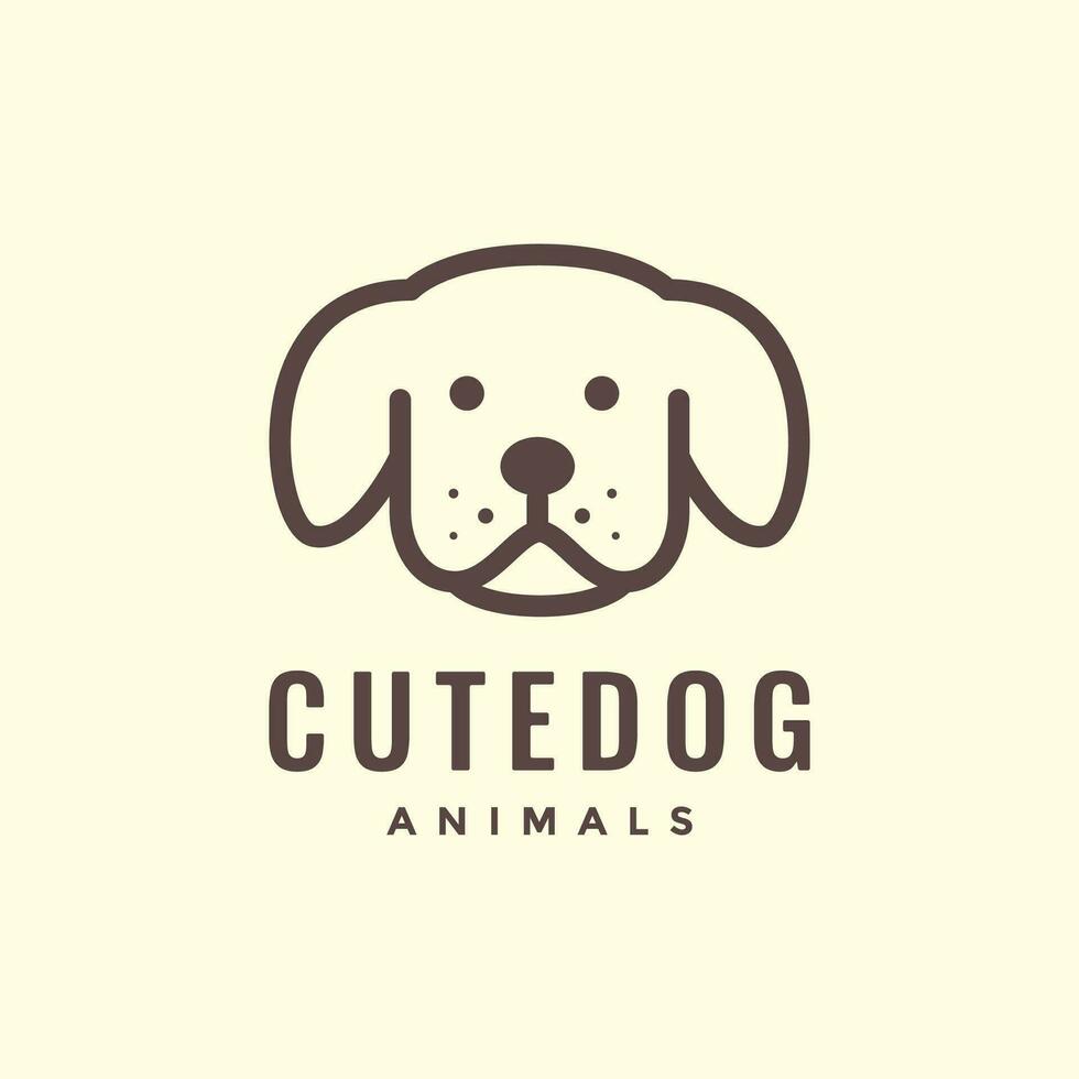 Hündchen Hund süß Haustiere Kopf Linien minimal Maskottchen Karikatur Logo Symbol Vektor Illustration