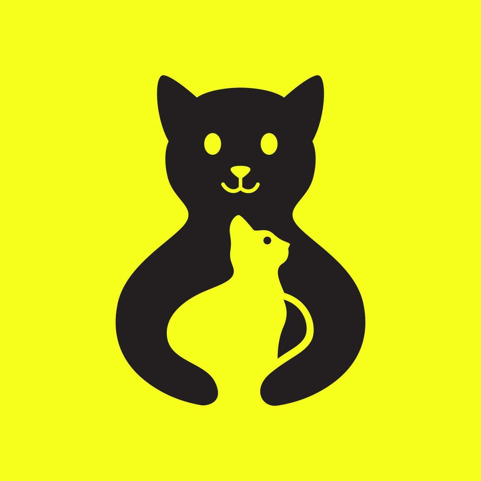 Katze Kätzchen Haustiere Umarmung Familie modern minimal Maskottchen Logo Vektor Symbol Illustration