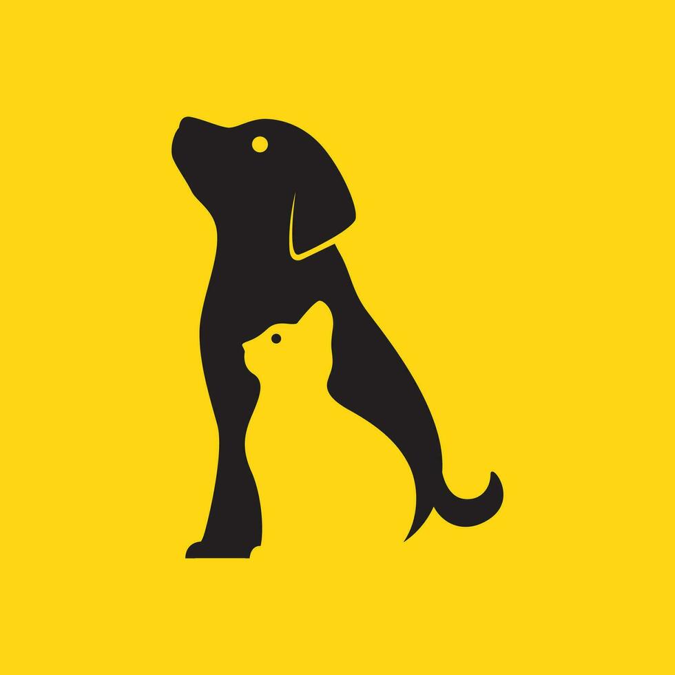 Hund und Katze Haustiere modern minimal einfach Maskottchen Logo Vektor Symbol Illustration