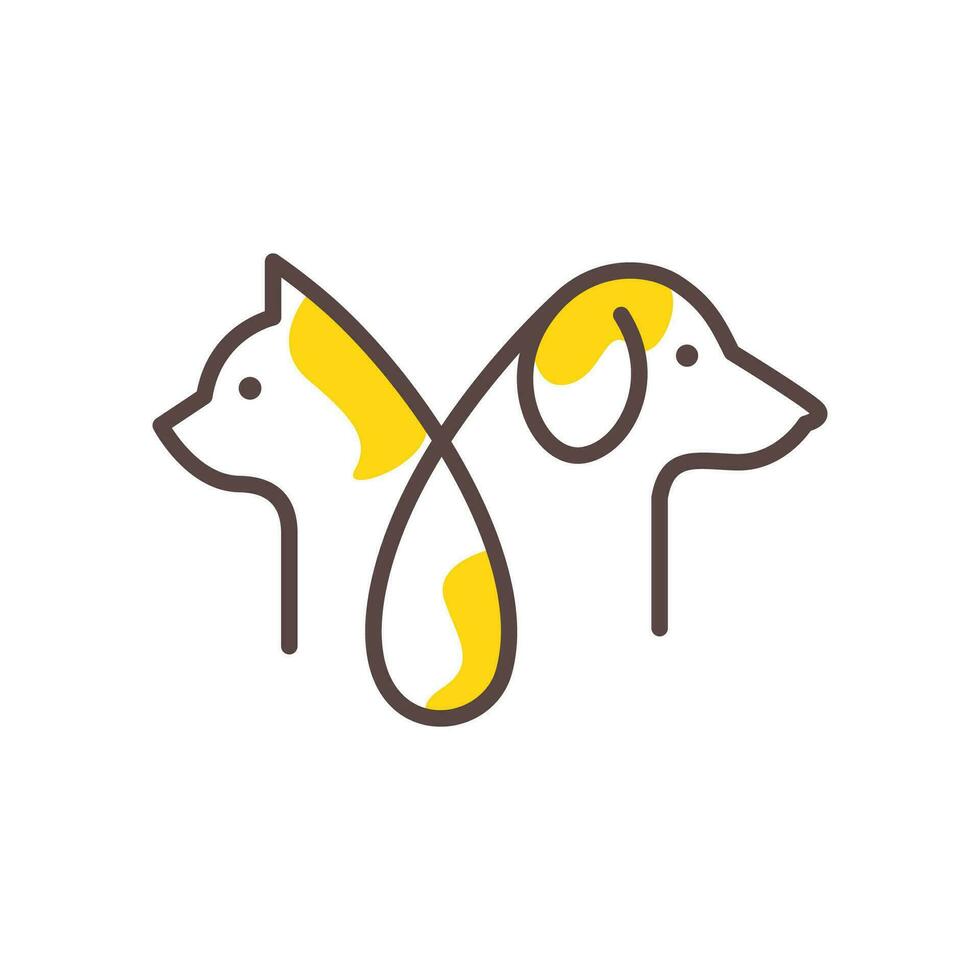 hund och katt husdjur släppa vatten rader konst färgrik abstrakt modern maskot enkel logotyp vektor ikon illustration