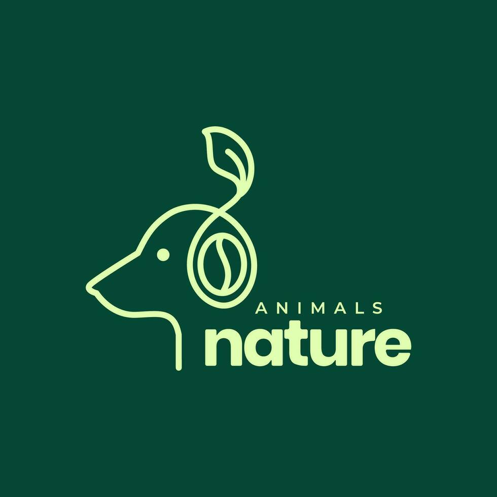 Hund Haustiere Kaffee Bohne Blätter trinken Natur Linien minimal Maskottchen modern Logo Vektor Symbol Illustration