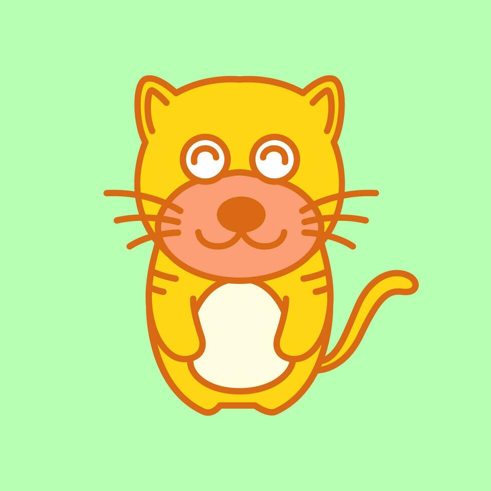 Tiger Jungtier süß wenig Tier Karikatur Maskottchen Lächeln glücklich bunt modern Logo Symbol Vektor Illustration