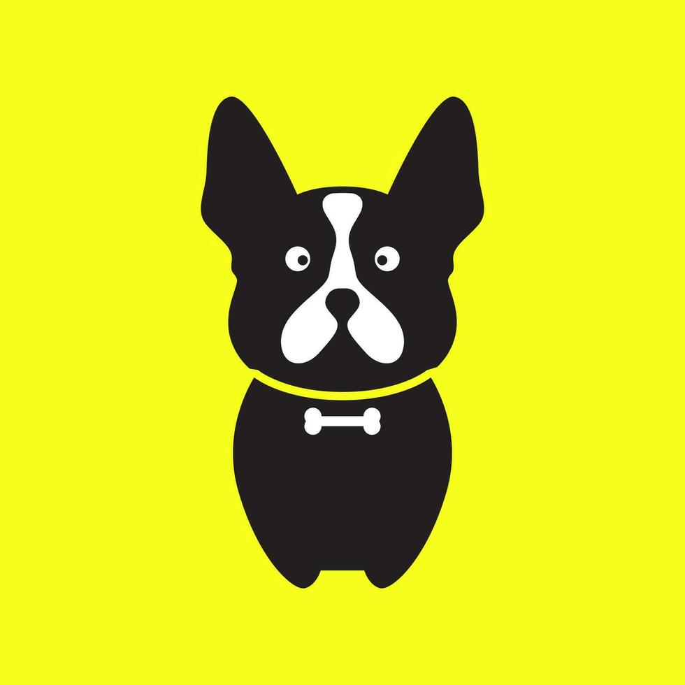 boston terrier hund husdjur valp söt stå maskot färgrik modern logotyp ikon vektor illustration