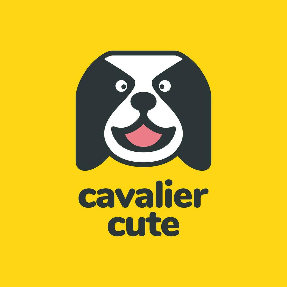 Kavalier König Charles Spaniel Hund Haustiere süß Maskottchen Karikatur bunt glücklich Lächeln Logo Symbol Vektor Illustration