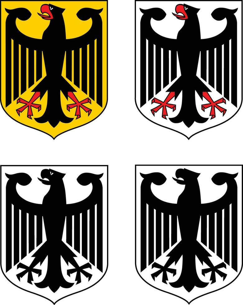 das Mantel von Waffen von Deutschland. Mantel von Waffen von Deutschland. Deutschland National Land Flagge Kamm. eben Stil. vektor