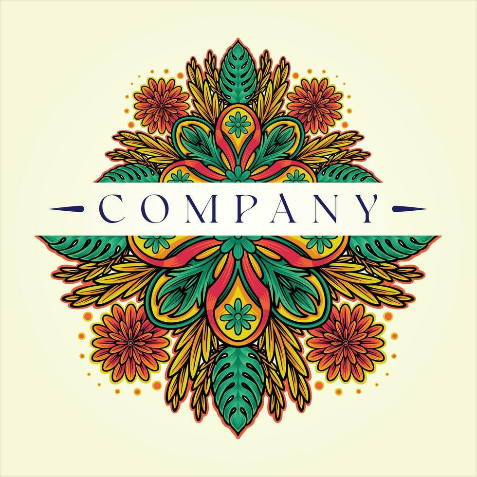 Mandala tropisch Blätter perfekt Harmonie Vektor Abbildungen zum Ihre Arbeit Logo, Fan-Shop T-Shirt, Aufkleber und Etikette Entwürfe, Poster, Gruß Karten Werbung Geschäft Unternehmen