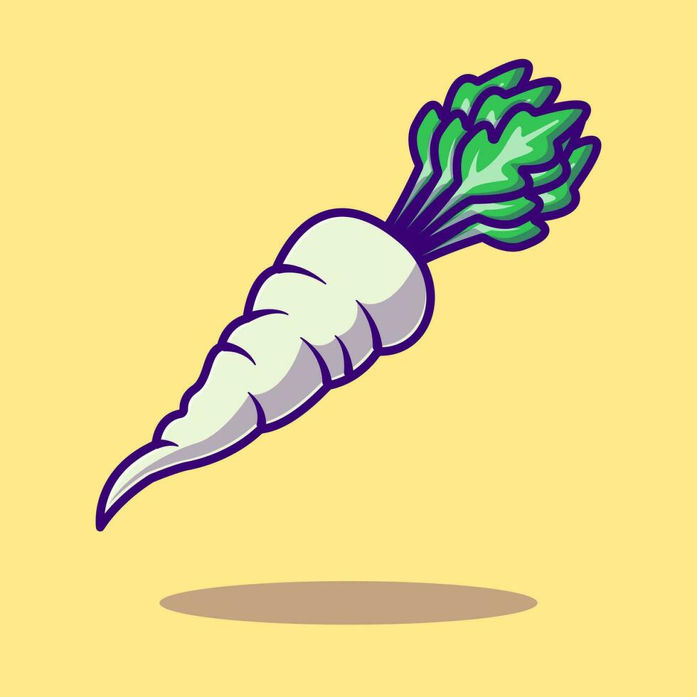 daikon vegetabiliska tecknad serie vektor ikon illustration. mat natur ikon begrepp isolerat vektor.