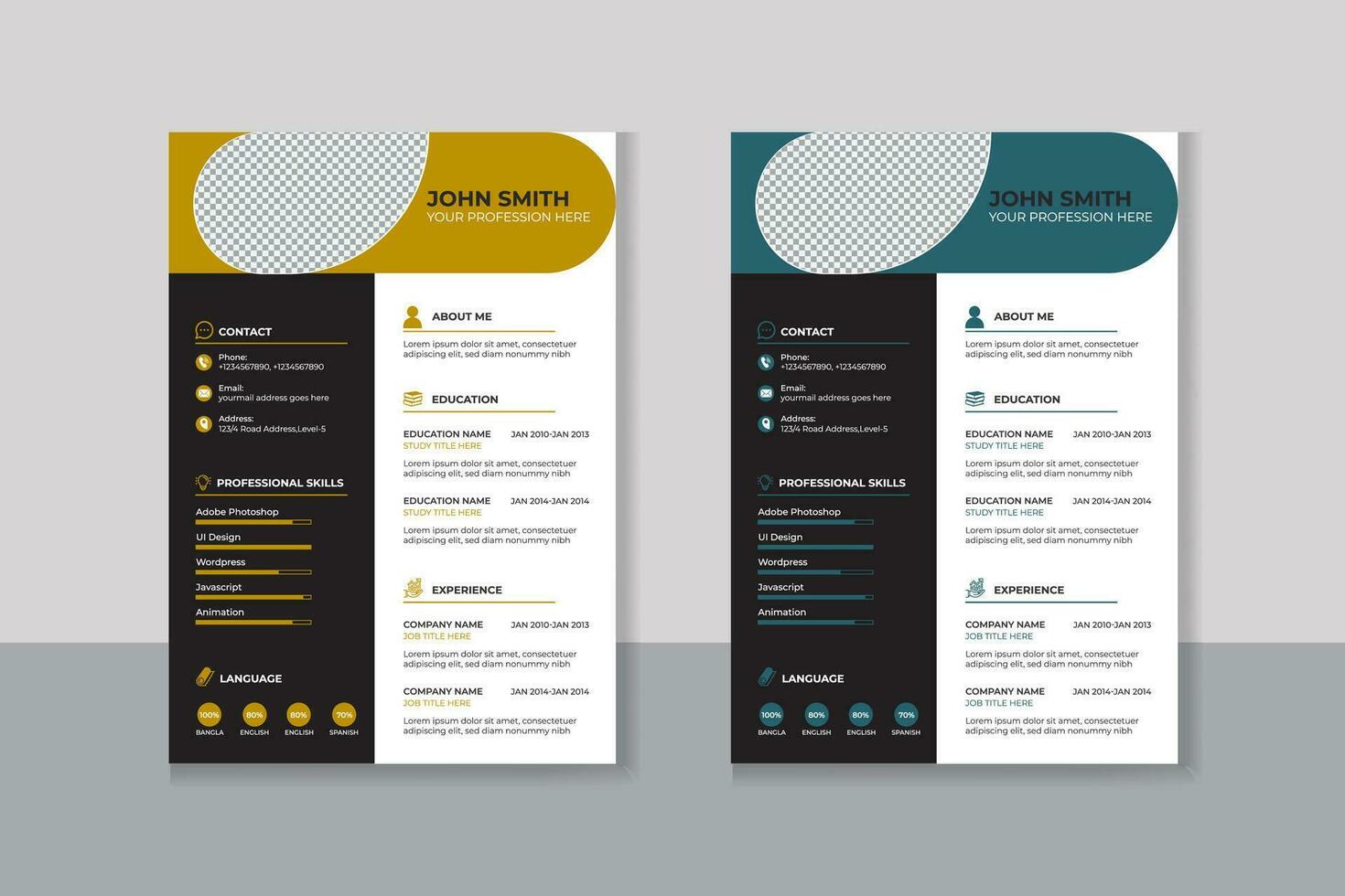 professionell cv CV malldesign vektor