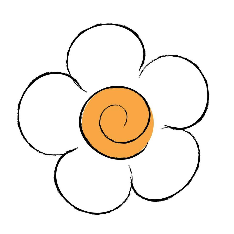 blomma tusensköna, ritad för hand, element vektor illustration, söt tecknad serie stil, kamomill, enkel platt design, klotter vektor