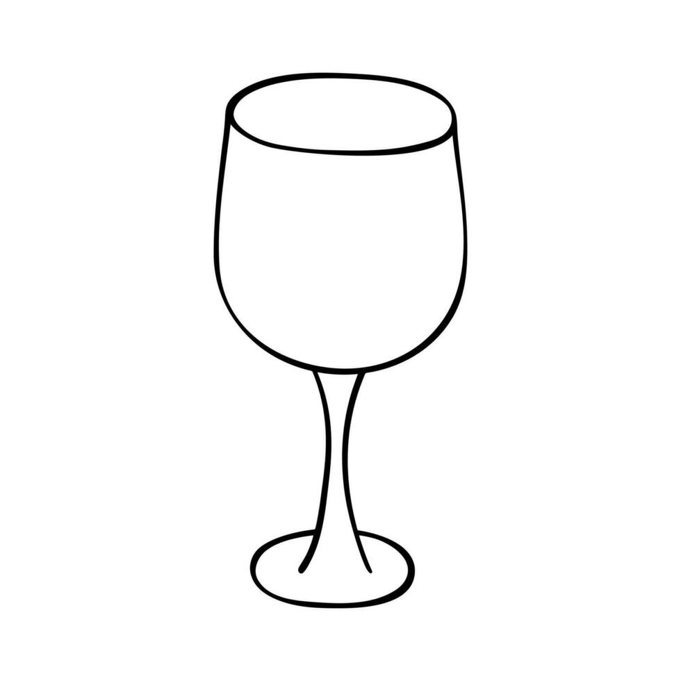 hand dragen vin glas illustration. alkohol dryck ClipArt i klotter stil. enda element för design vektor