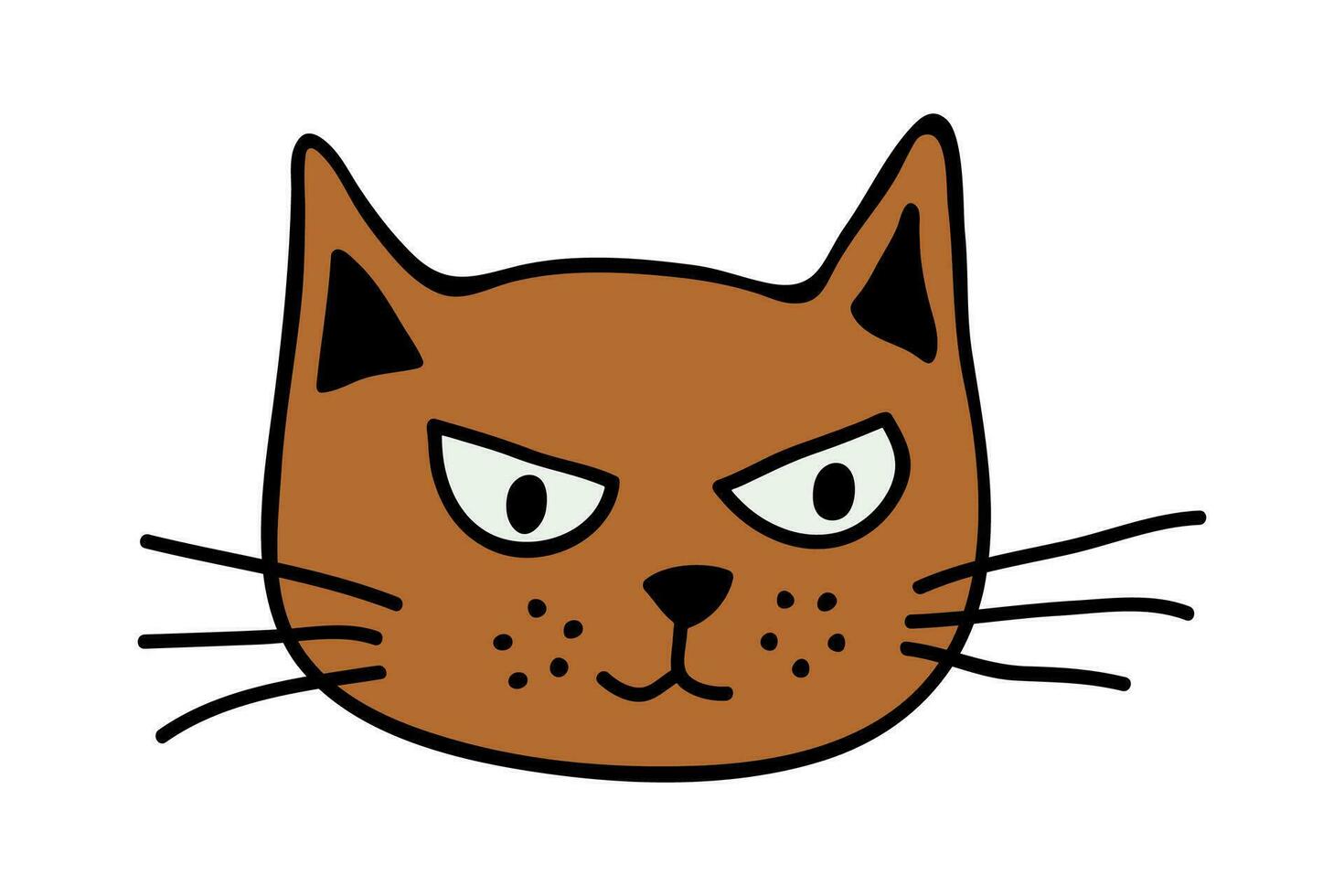 hand dragen katt munkorg ClipArt. söt sällskapsdjur ansikte klotter vektor