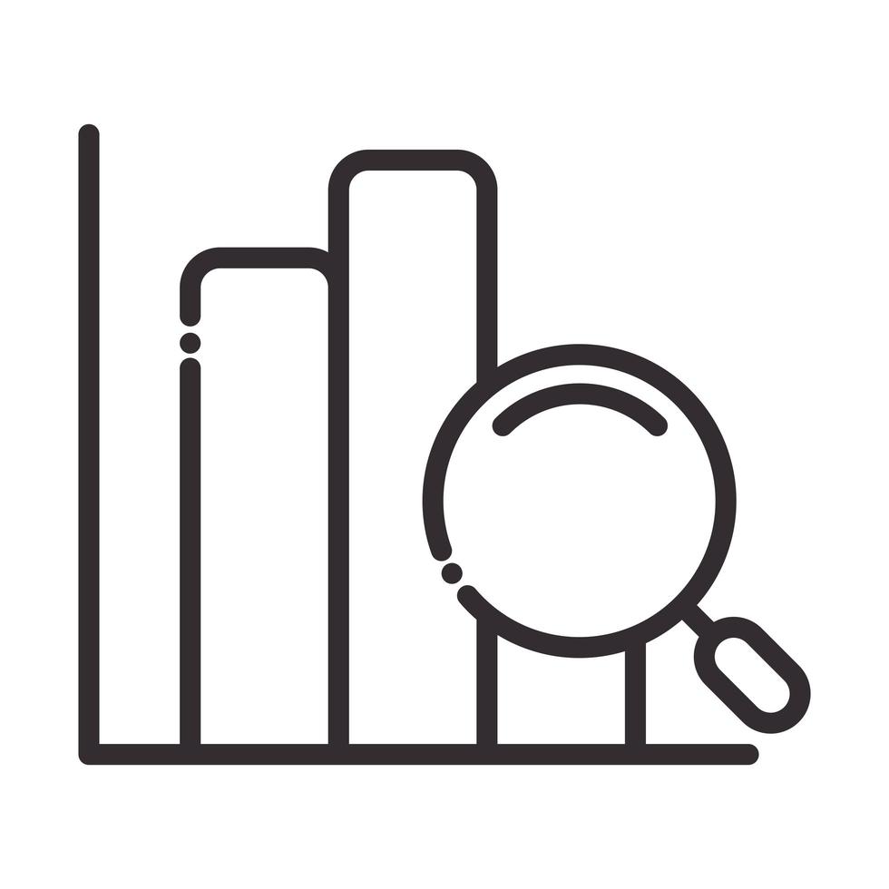 sökikon statistik rapport ekonomi diagram förstoringsglas tunn linje ikon vektor