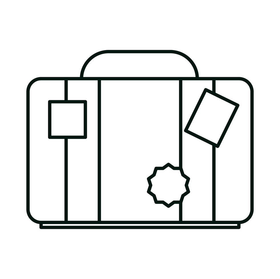 sommarlov resväska med klistermärken linjär ikonstil vektor