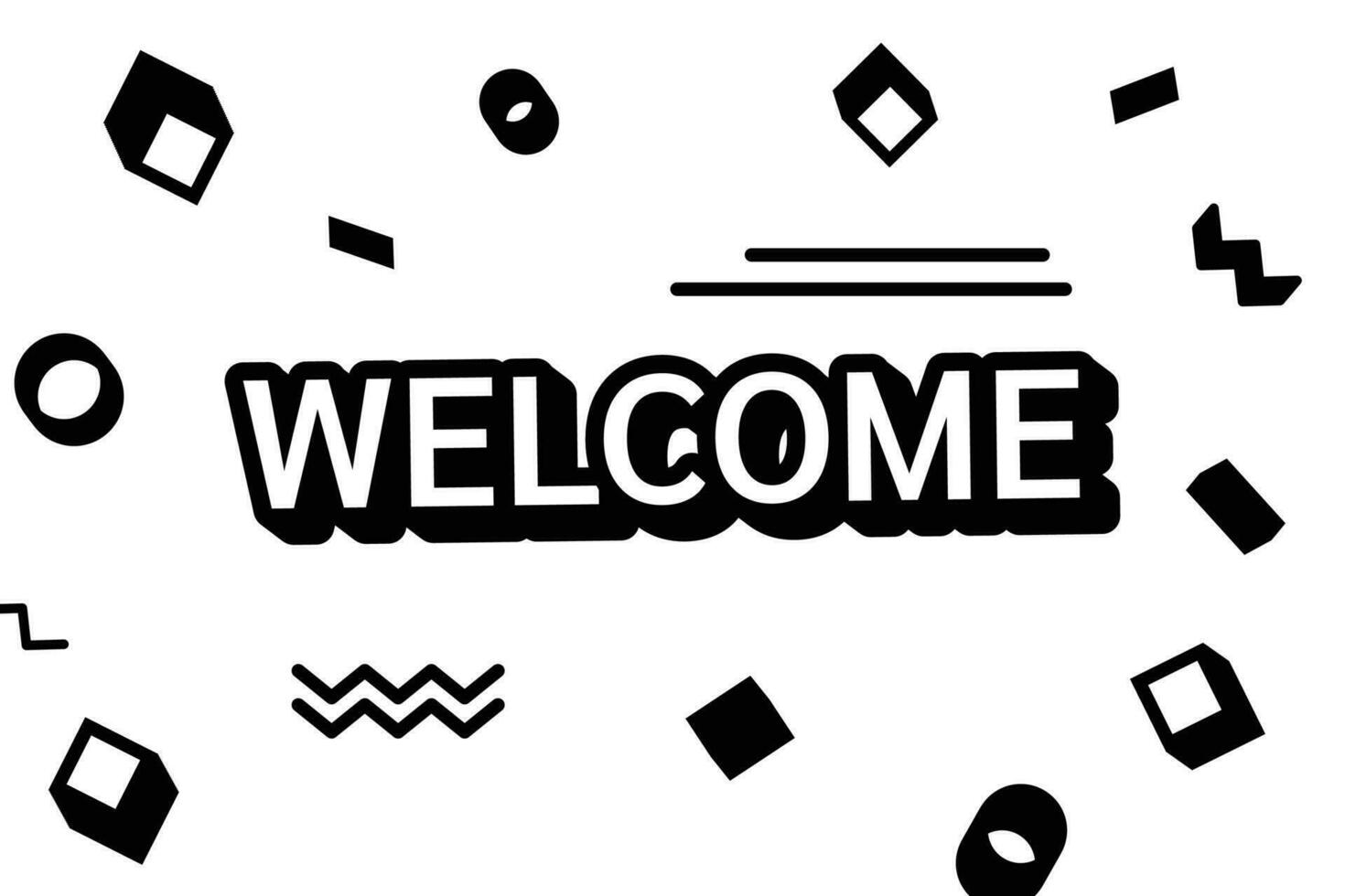 Välkommen, baner, affisch begrepp, bubbla Tal, geometrisk, svart och vit vektor