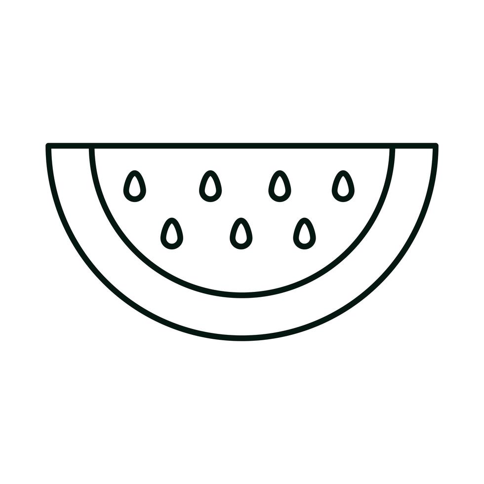 skiva vattenmelon frukt tropisk färsk linjär ikon stil vektor
