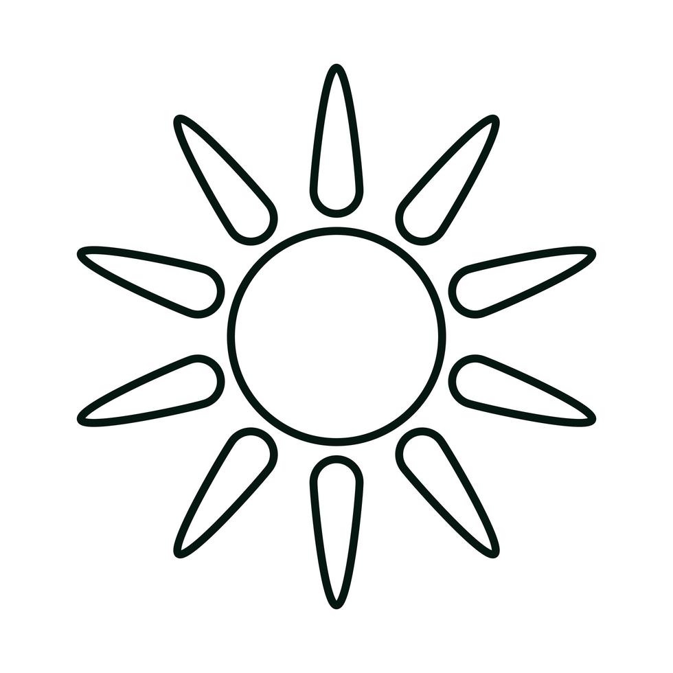 sommarsol väder säsong linjär ikon stil vektor