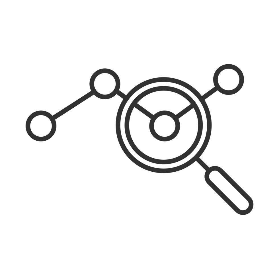 Datenanalyse-Lupe gepunktete Liniendiagramm-Marketing-Liniensymbol vektor