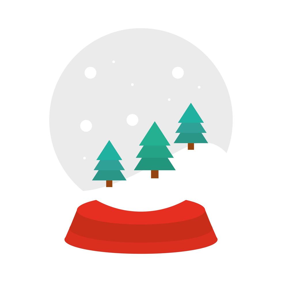 glad jul snöboll träd dekoration firande festlig platt ikon stil vektor
