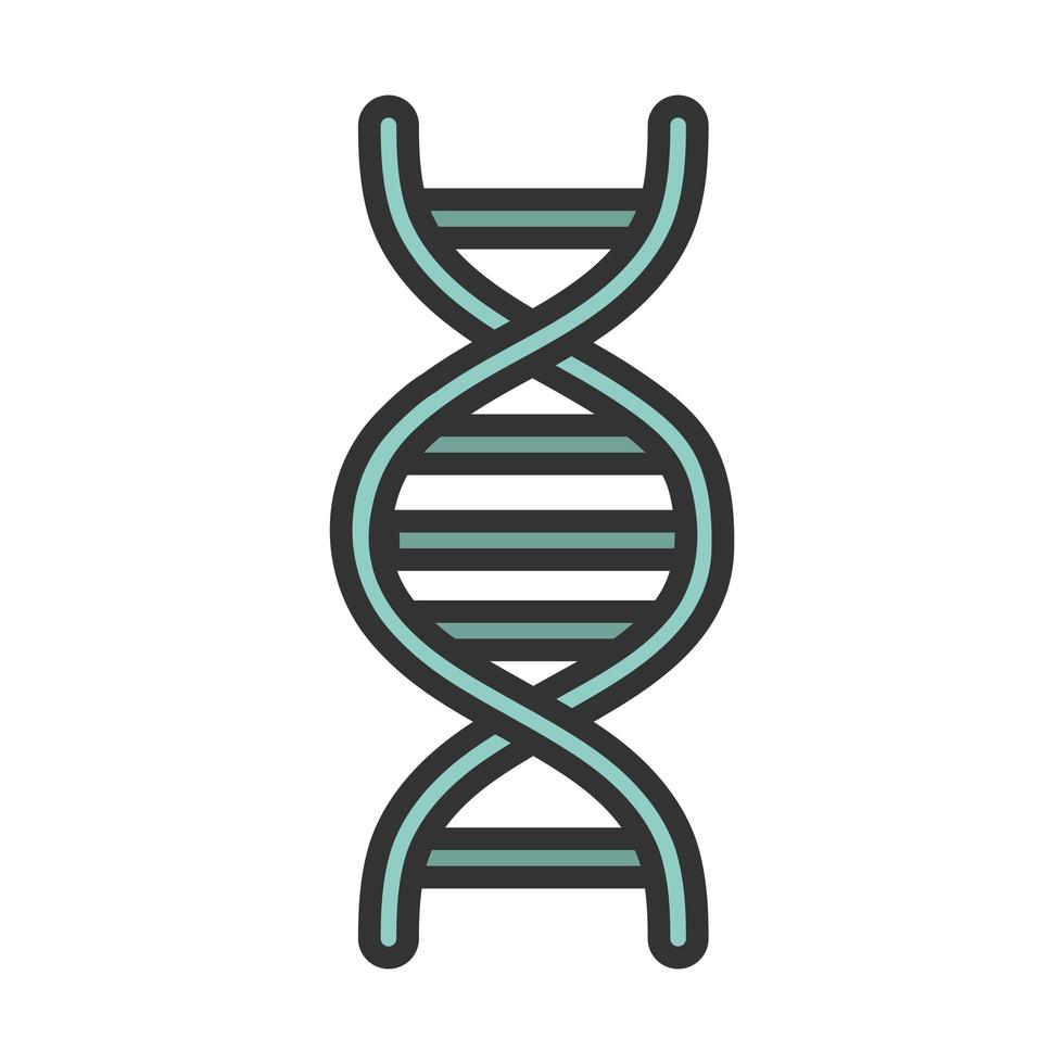 medicinsk DNA-molekyl genetisk struktur linje och fyllning vektor