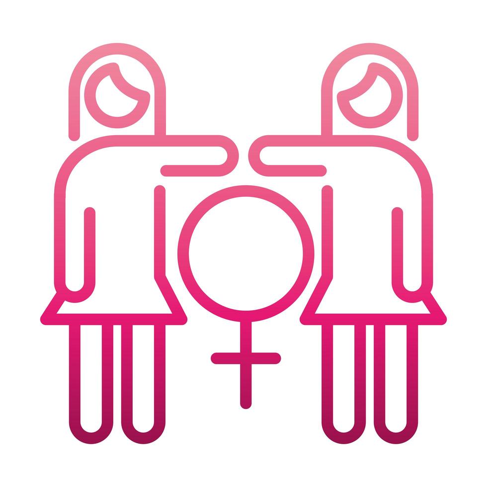 Feminismus-Bewegungssymbol Frauengleichheit weibliche Rechte Farbverlaufsstil vektor