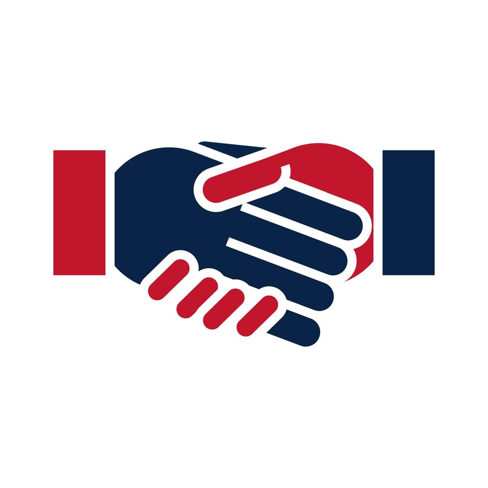 US-Wahlen Kandidaten Handschlag politischen Wahlkampf flaches Icon-Design vektor