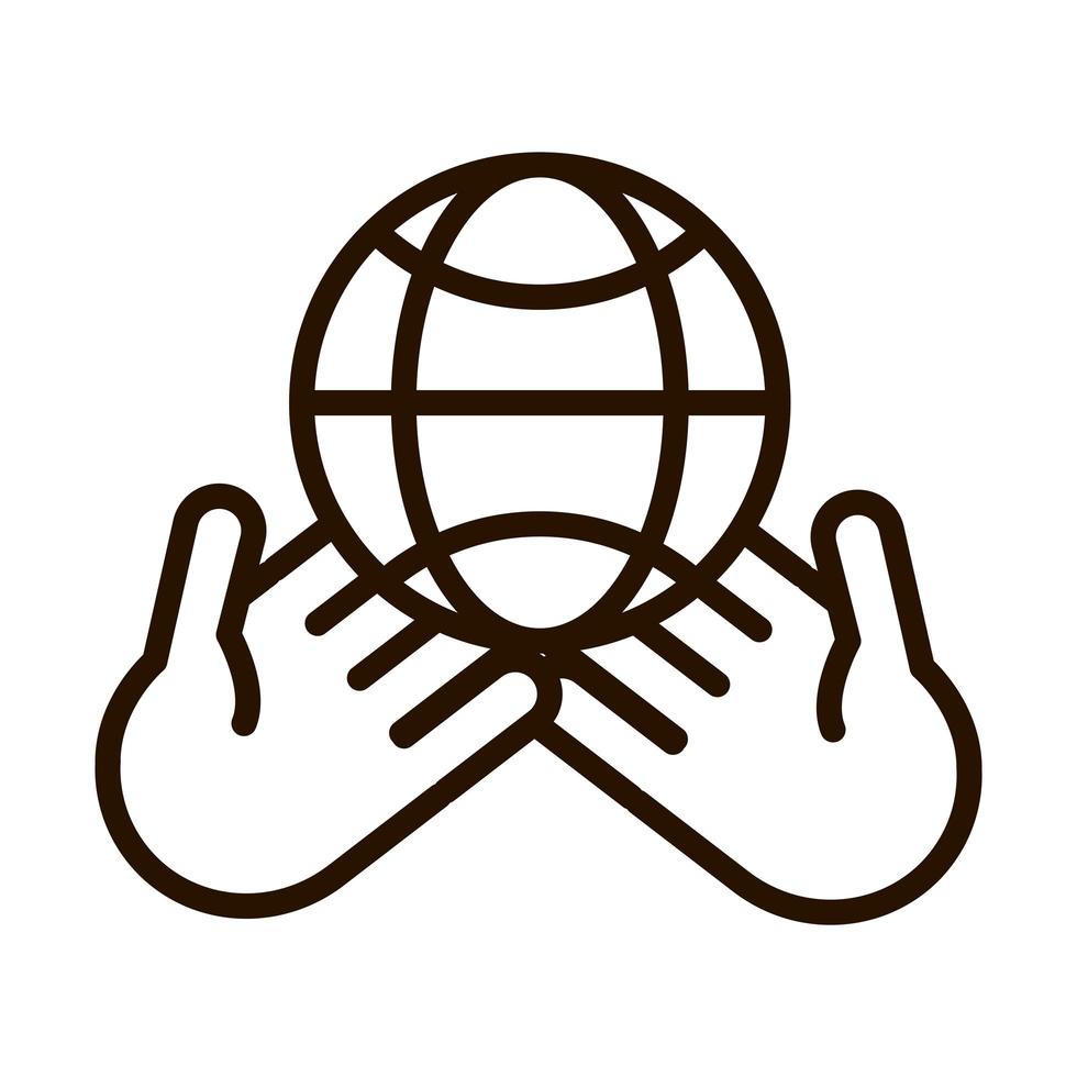 Hände mit Symbol für die weltweite Solidaritätsgemeinschaft und die Partnerschaftslinie vektor