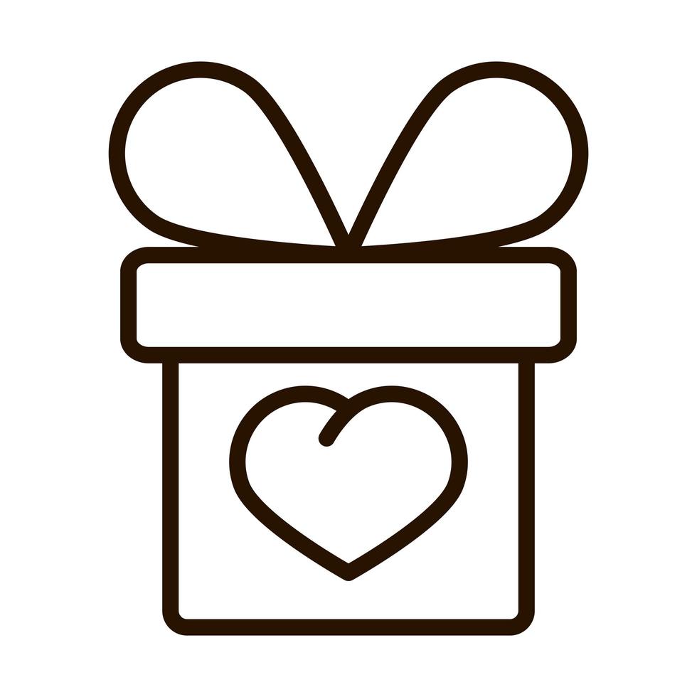 presentförpackning hjärta ge välgörenhetsdonation och kärlekslinje ikon vektor