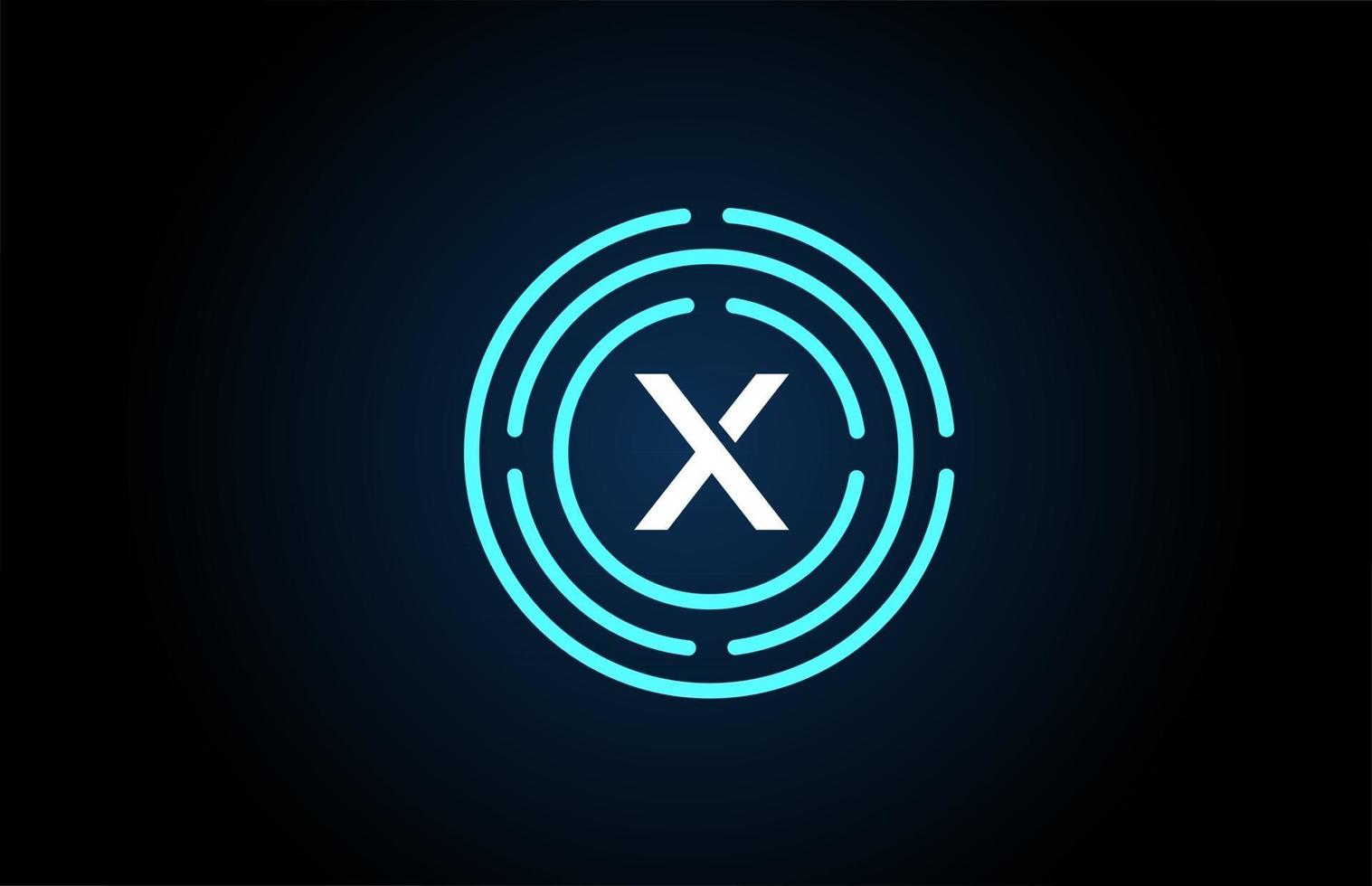 x weißes Buchstaben-Icon-Design mit blauen Kreisen. Alphabet-Logo-Design. Branding für Produkte und Unternehmen vektor