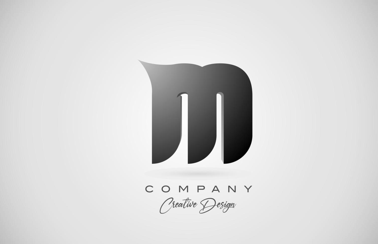 alfabetet bokstaven m ikon logotyp i svart lutning. kreativ design för företag och företag vektor