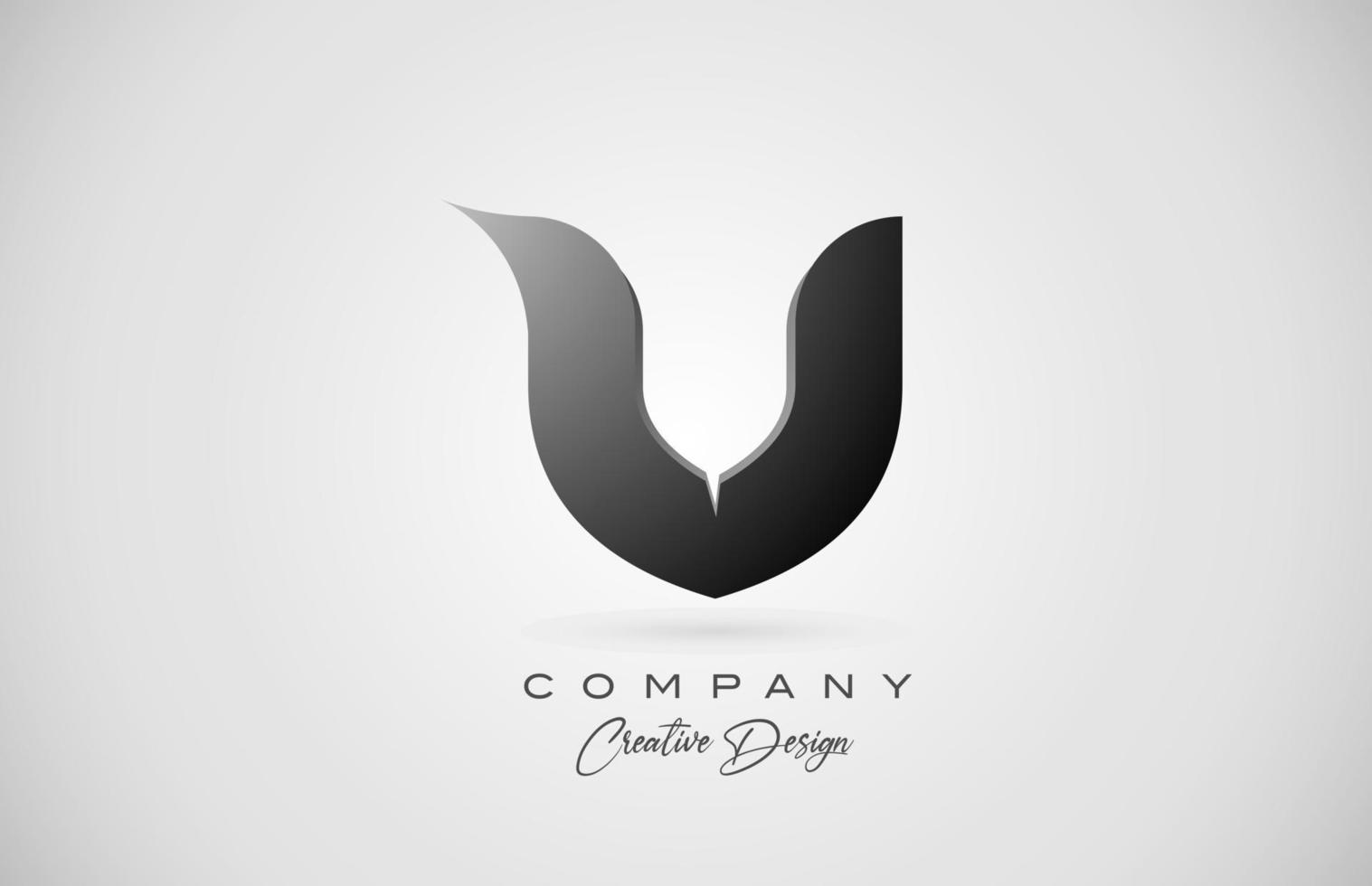 alfabetet bokstaven v ikon logotyp i svart lutning. kreativ design för företag och företag vektor