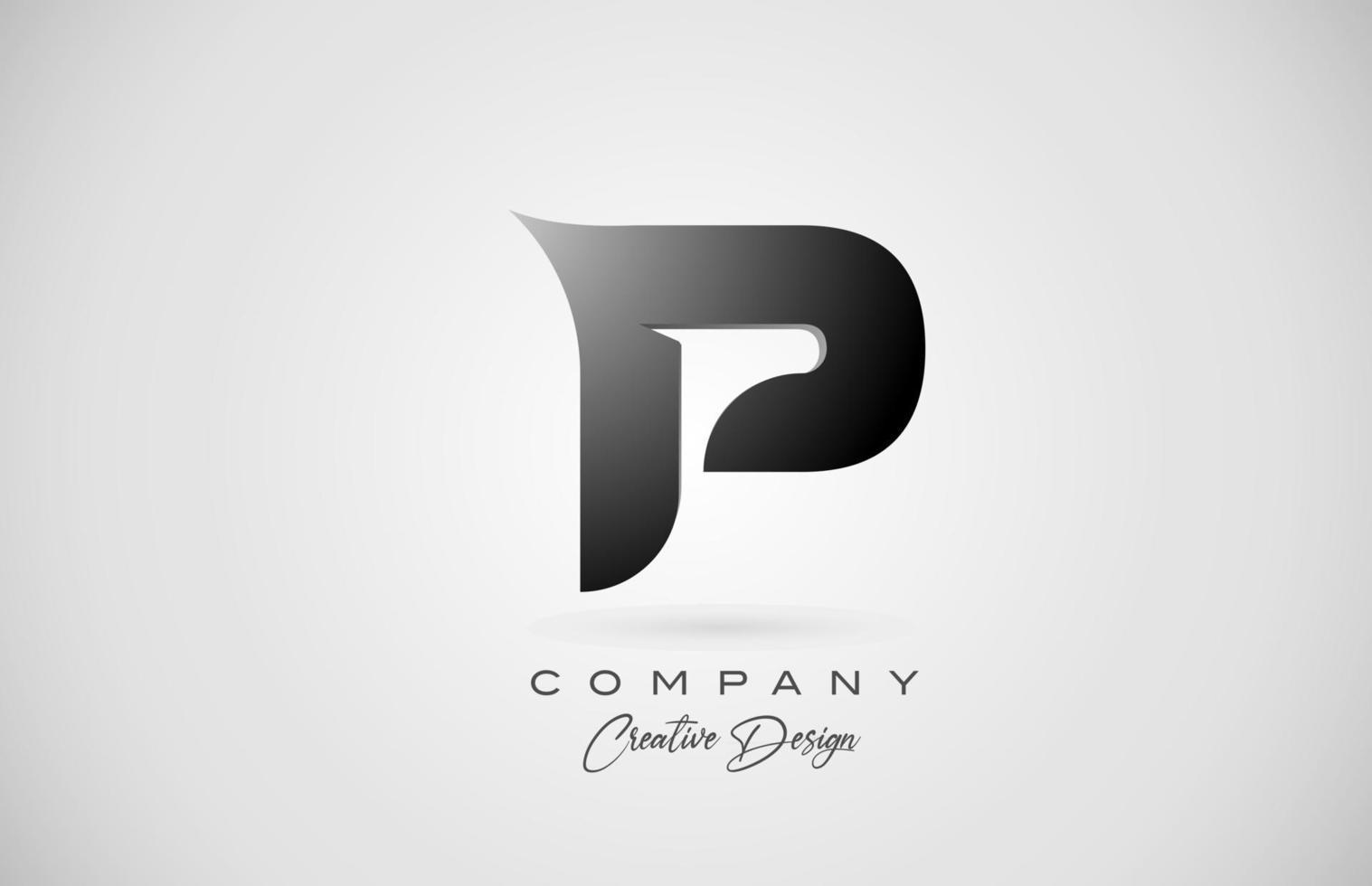 Alphabet Buchstaben p Symbol Logo im schwarzen Farbverlauf. Kreatives Design für Business und Unternehmen vektor