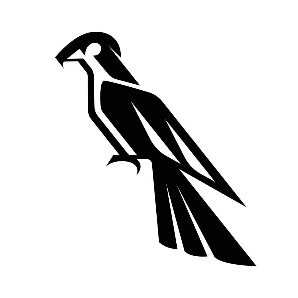 Schwarze Linie Kunstvektorillustration auf einem weißen Hintergrund eines Falken, der für die Herstellung des Logos geeignet ist vektor
