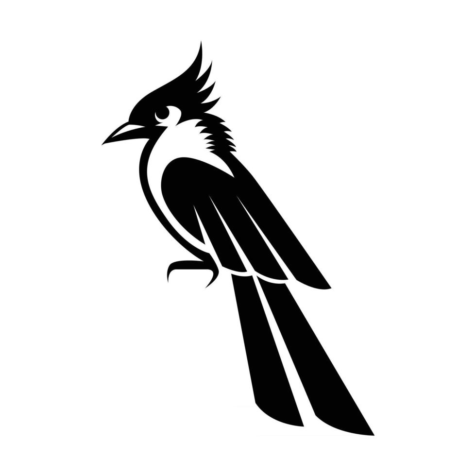schwarze Vektorillustration auf einem weißen Hintergrund eines kleinen schönen Vogels vektor
